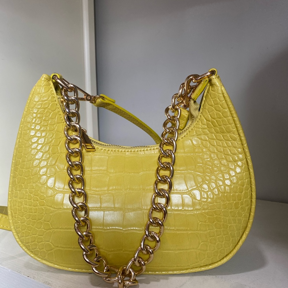 Aqua Embossed Shoulder Bag Yellow